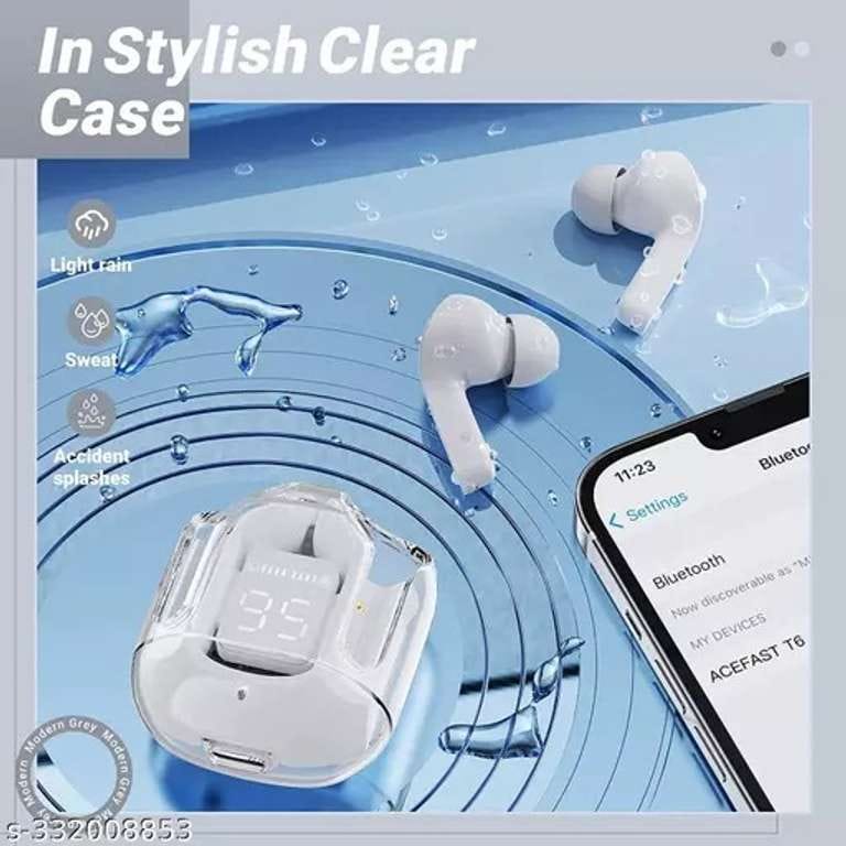 Premium TWS Earbuds | Dual Mic ENC | Wireless 5.3 | HD Display Transparent Case