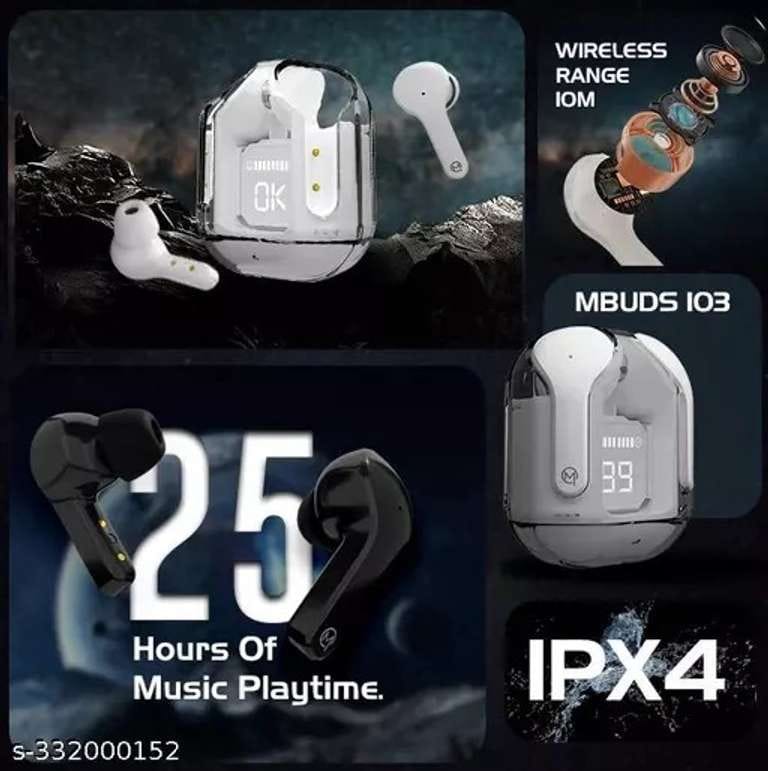 Premium TWS Earbuds | Dual Mic ENC | Wireless 5.3 | HD Display Transparent Case