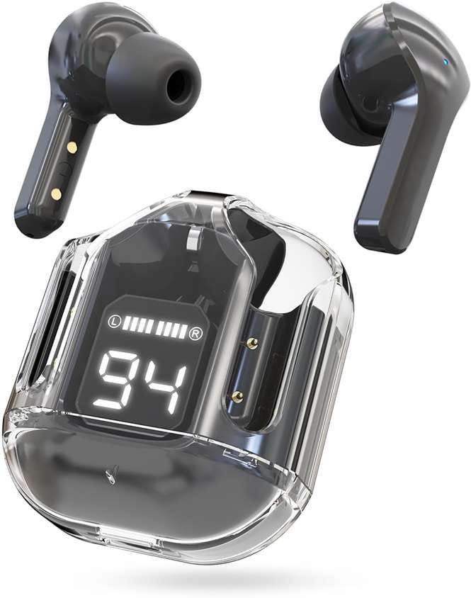 Premium TWS Earbuds | Dual Mic ENC | Wireless 5.3 | HD Display Transparent Case
