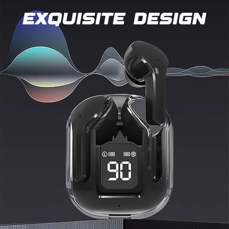 Premium TWS Earbuds | Dual Mic ENC | Wireless 5.3 | HD Display Transparent Case