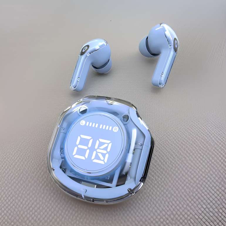 Premium TWS Earbuds | Dual Mic ENC | Wireless 5.3 | HD Display Transparent Case